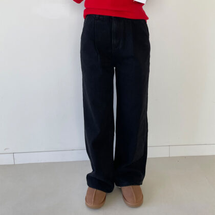 워싱 블랙청 와이드 데님팬츠 (중고)